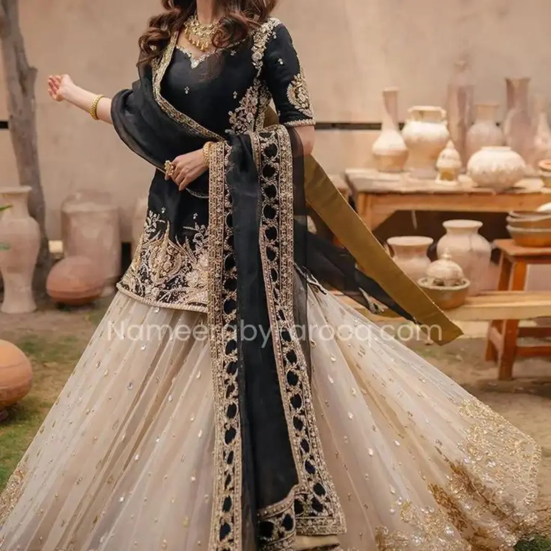 Black and white combo color lehenga for any occasions<br />
