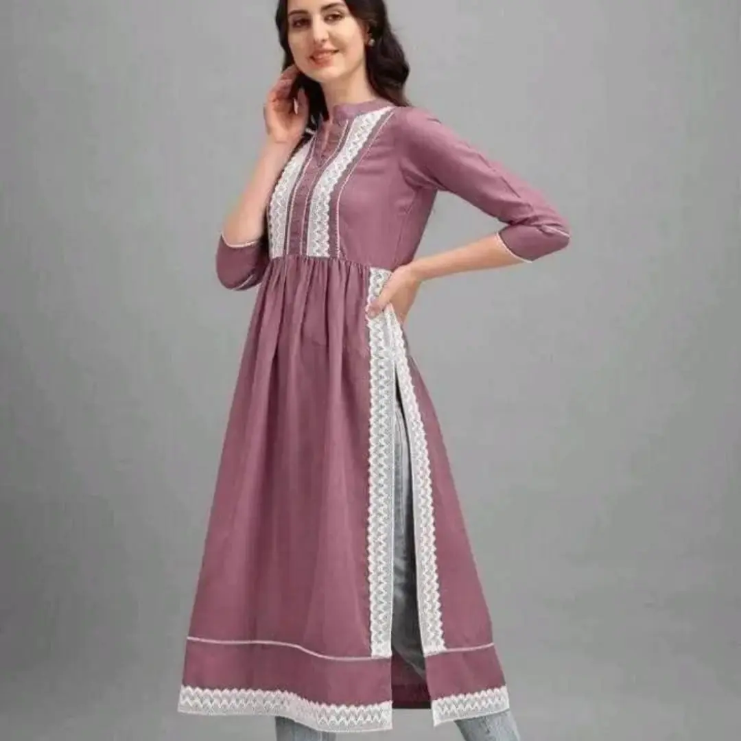 Cotton  kurthi  pink color   with white embroidery