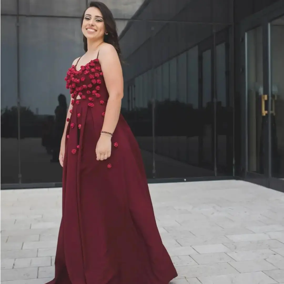 Maroon gown-Shaasboutique Sleeve less maroon rose flower gown