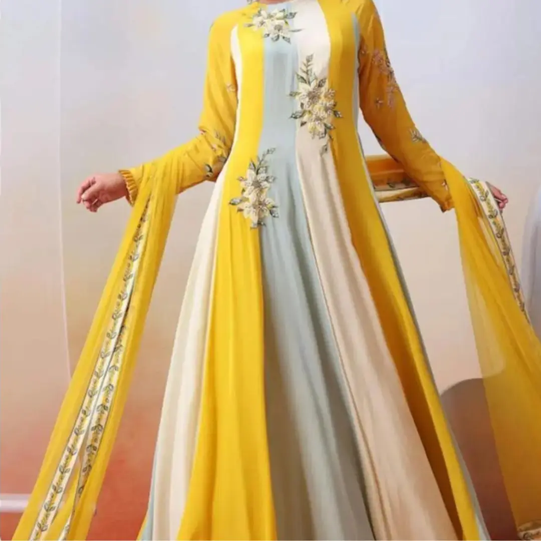 Yellow floral dress-shaasboutique Yellow and white color floral dress