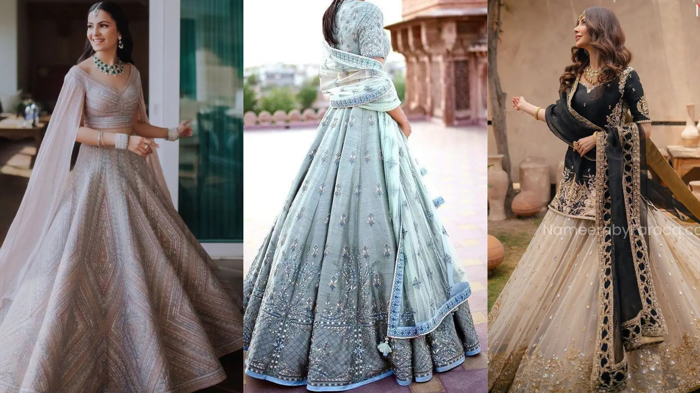 verity stitching work lehenga in different color  